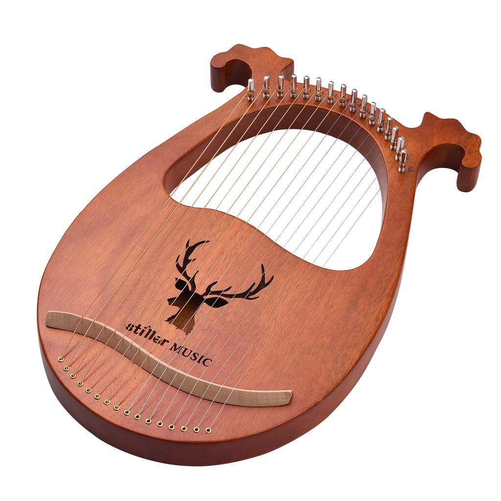 (Giá Thấp Nhất) Nhạc Cụ Dây 16 Dây Lyre Harp Bằng Gỗ Trơn Với Búa Điều Chỉnh Họa Tiết Nai Cho Người Mới Bắt Đầu