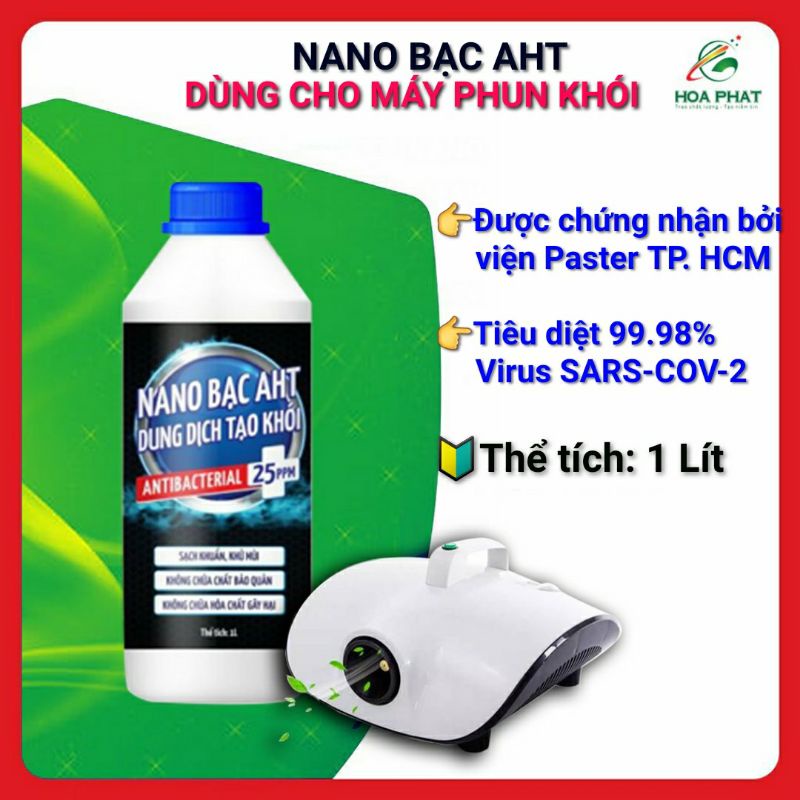 Nano bạc tạo khói diệt khuẩn khử mùi AHT 1 Lít -  Hàng chính hãng