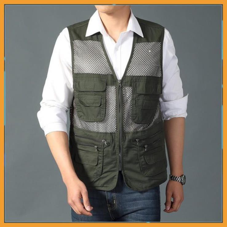 nam bigsize [FreeShip – hàng Auth]  Áo gile Nam - Áo ghi lê Lưới Lính Mỹ - Vest gile Nam Nhiều Túi