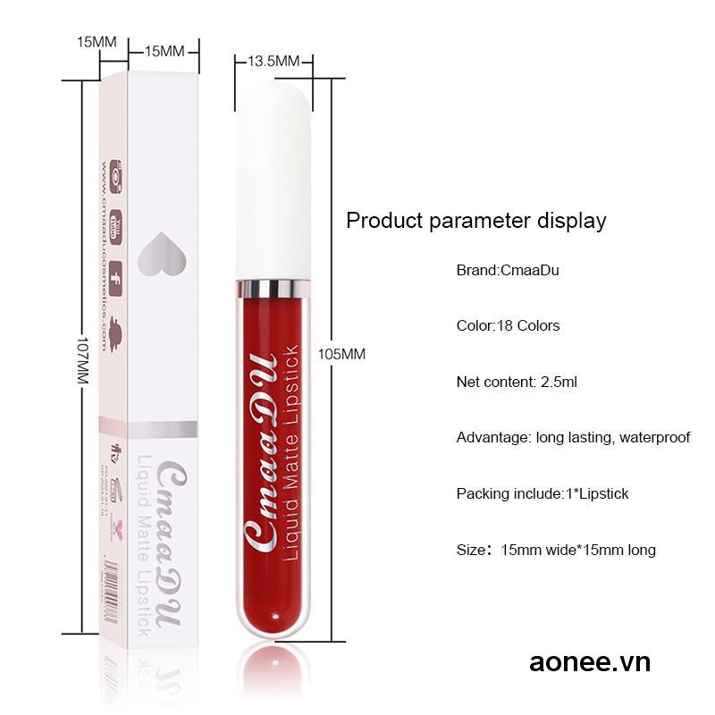 ✨✨Son môi Cmaadu chống nước không dính cốc 18 màu sắc tùy chọn tiện dụng