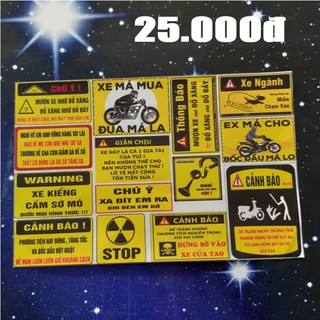 combo tem cảnh báo dán xe