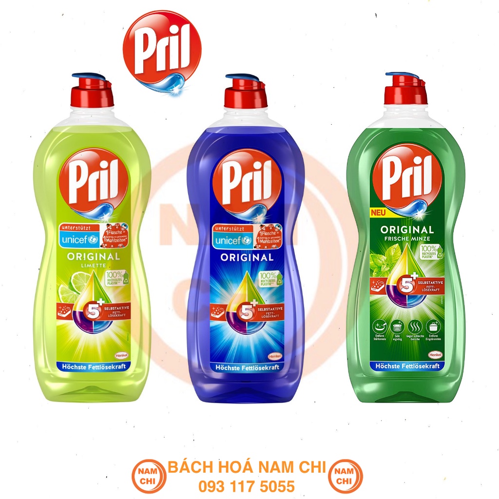 Nước Rửa Chén Pril Kraft Gel 5 Tác Động Hàng Đức Chai 500ml Tẩy Sạch Chén Dĩa Thơm Ngát Hương Chanh Trà Xanh