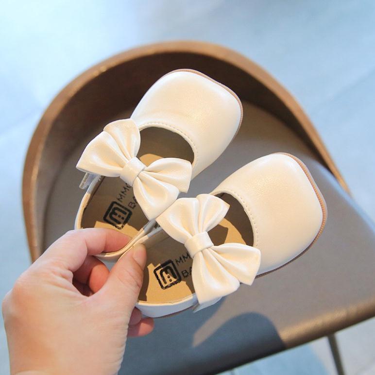 (Siêu Đẹp h) Giày búp bê có nơ nhỏ xinh xắn da mềm PU có quai dán MG baby 299 (bé gái)