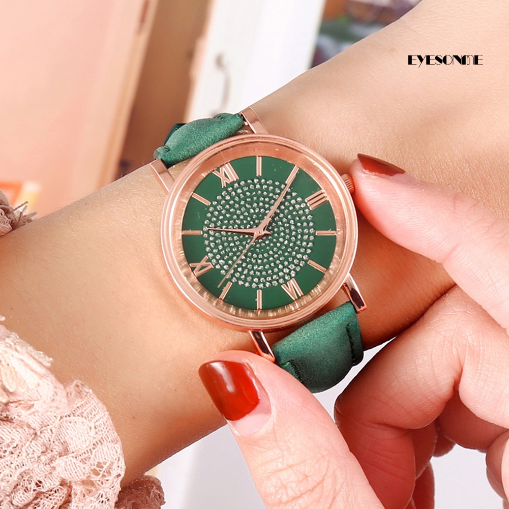 Đồng Hồ Nữ Mặt Tròn Đính Hột Xoàn Thời Trang