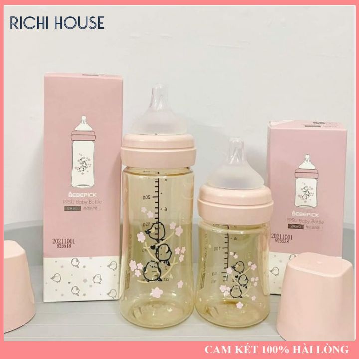 Bebepick - Bình Sữa Bird Phiên Bản Cổ Hồng - 150ML &amp; 250ML - Hàng Chuẩn