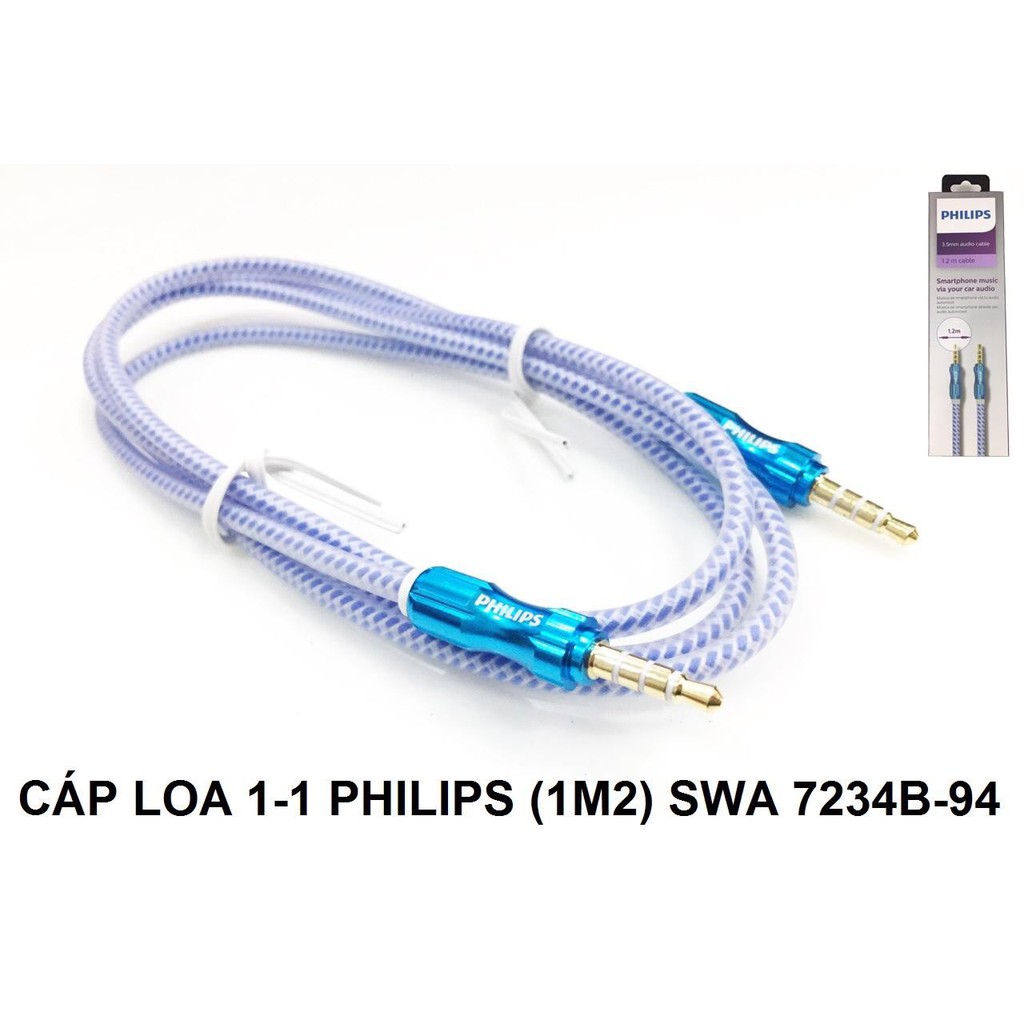 Cáp loa 1 đầu 3 ly ra 1 đầu 3 ly 1-1 Philips swa 7234b/94 có hỗ trợ micro AUX