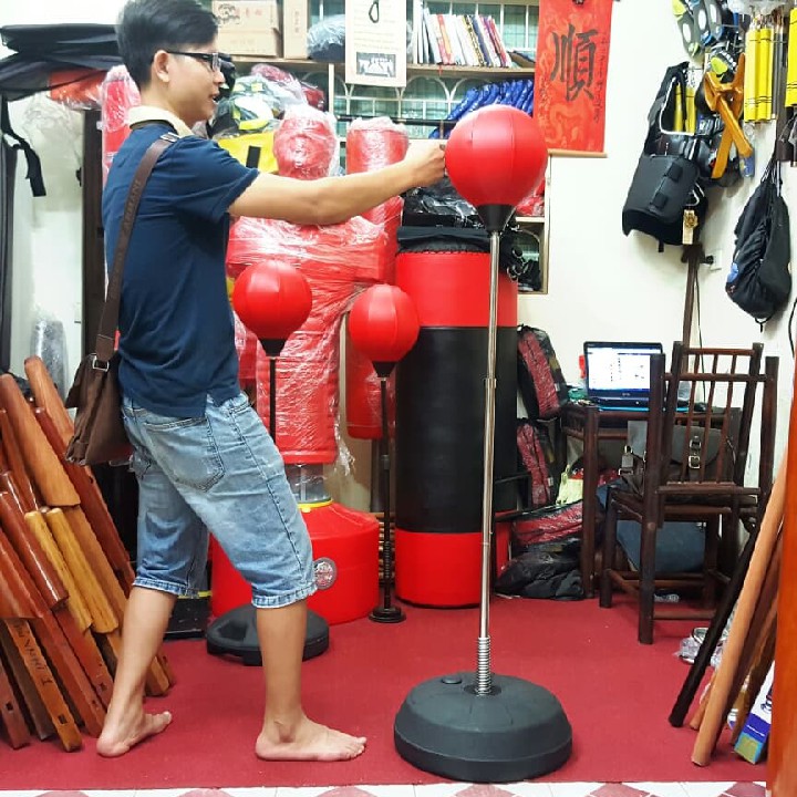 Bóng phản xạ boxing tự đứng võ thuật - tặng kèm găng boxing đấm bốc + bơm + kim bơm + bảo hàh 6 tháng