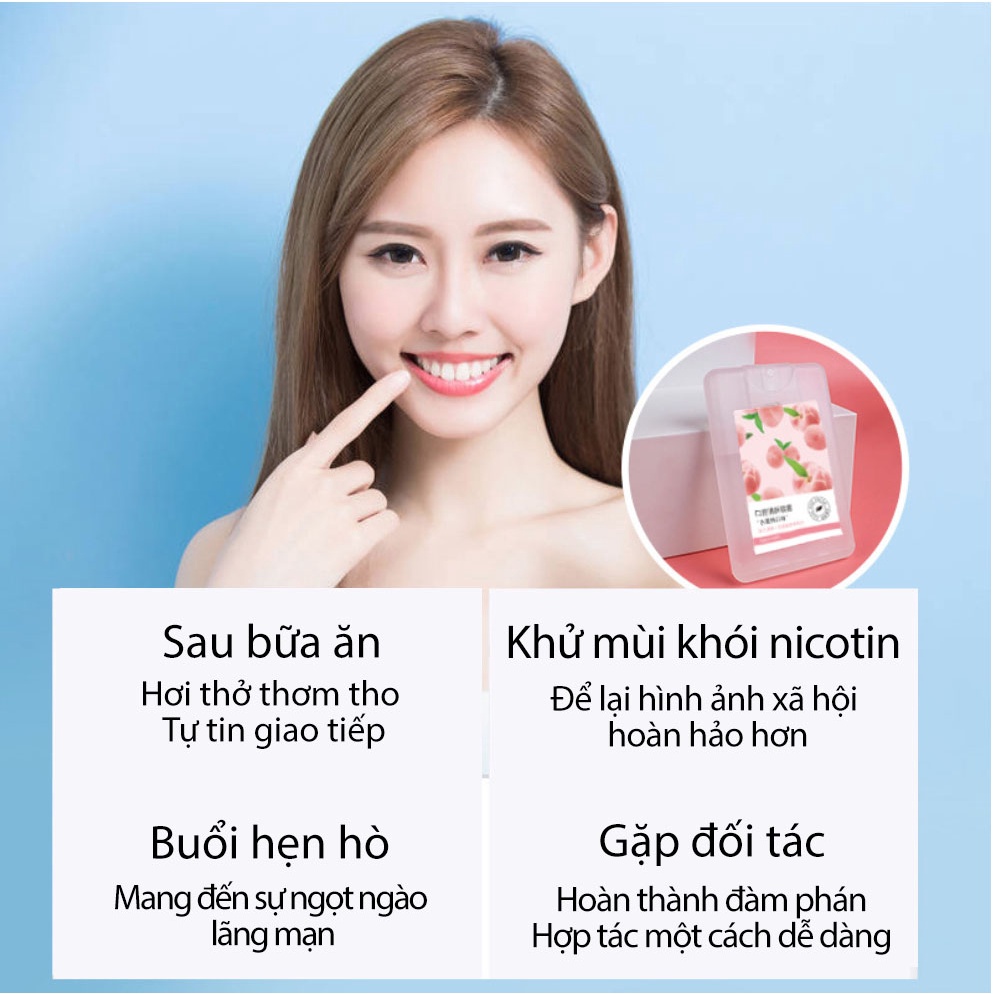 Xịt thơm miệng Heyxi vị đào và vị bạc hà - Khử mùi hôi miệng, thơm mát