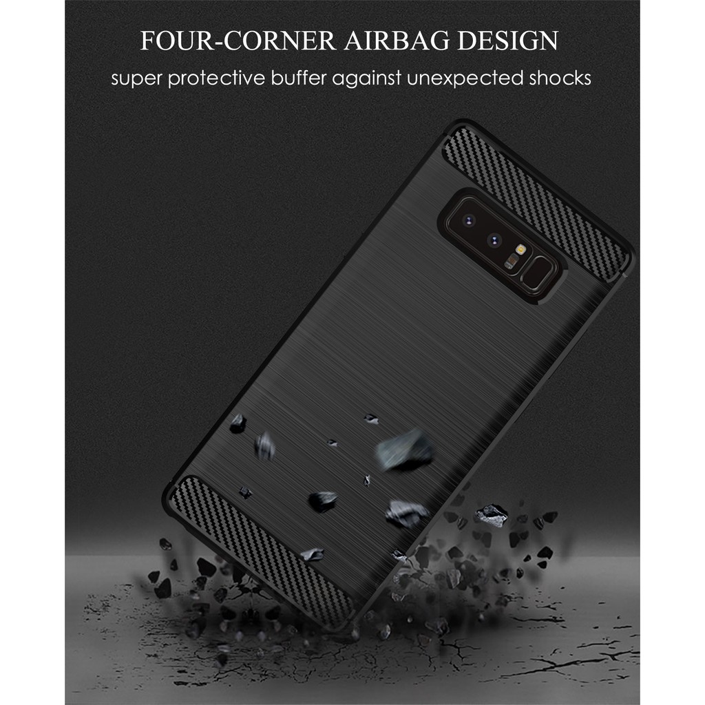 Ốp lưng Samsung Note 8 9 10 20 Plus Ultra 10 Lite silicon mềm bằng sợi Carbon phay xước chống sốc chống vân tay Màu đen