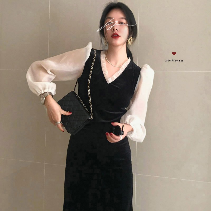 Váy ulzzang body dáng dài hai dây