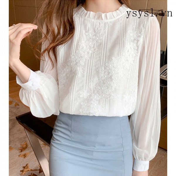 Áo Sơ Mi Vải Voan Màu Trắng Phong Cách Phương Tây Thời Trang Mùa Xuân Mới