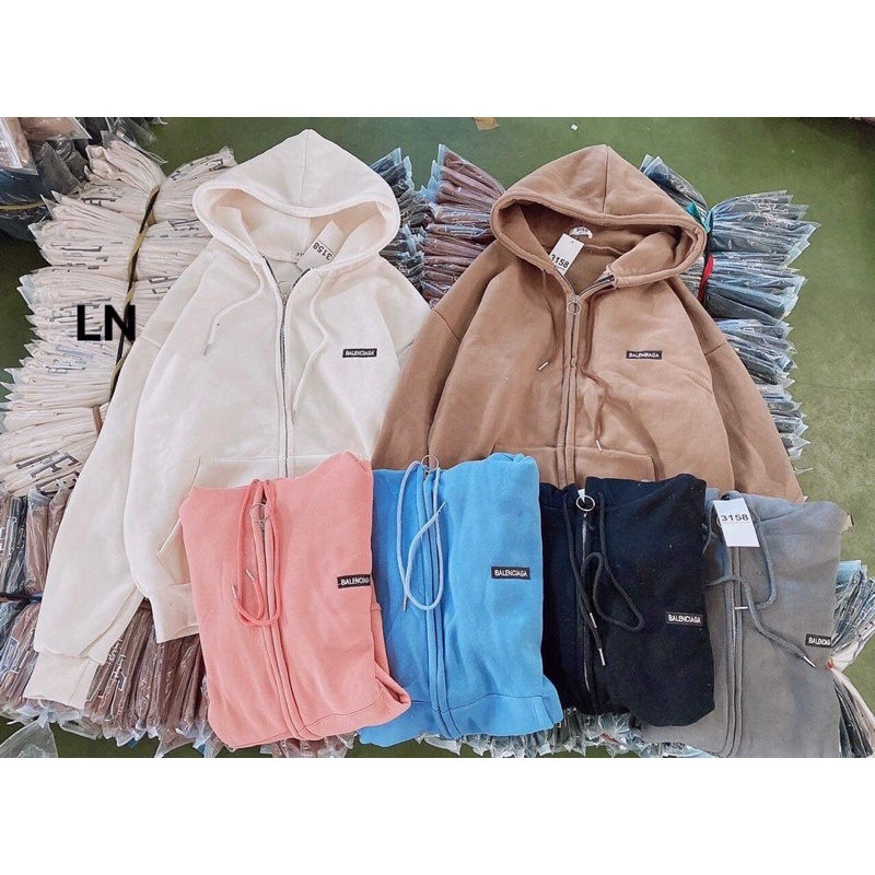 Áo khoác nỉ logo Balen mũ 2 lớp TH6