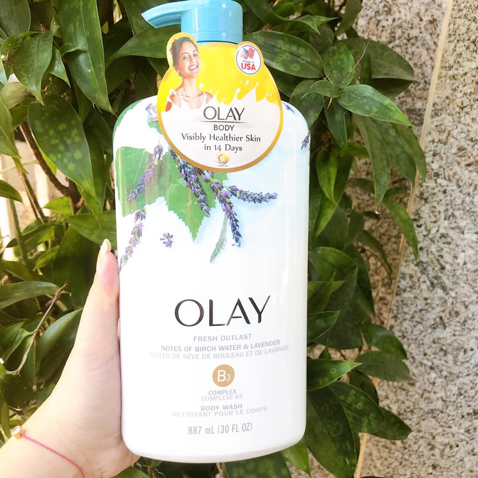 SỮA TẮM HOA OẢI HƯƠNG VÀ LÁ CÂY BẠCH DƯƠNG OLAY FRESH OUTLAST PURIFYING BIRCH WATER &amp; LAVENDER 887ML - 10612