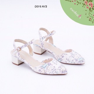 Giày Sandal Bít Gót Đế Vuông Da Tổng Hợp 3cm Evashoes - Eva910G(Màu Đen,Kem,Hoa)