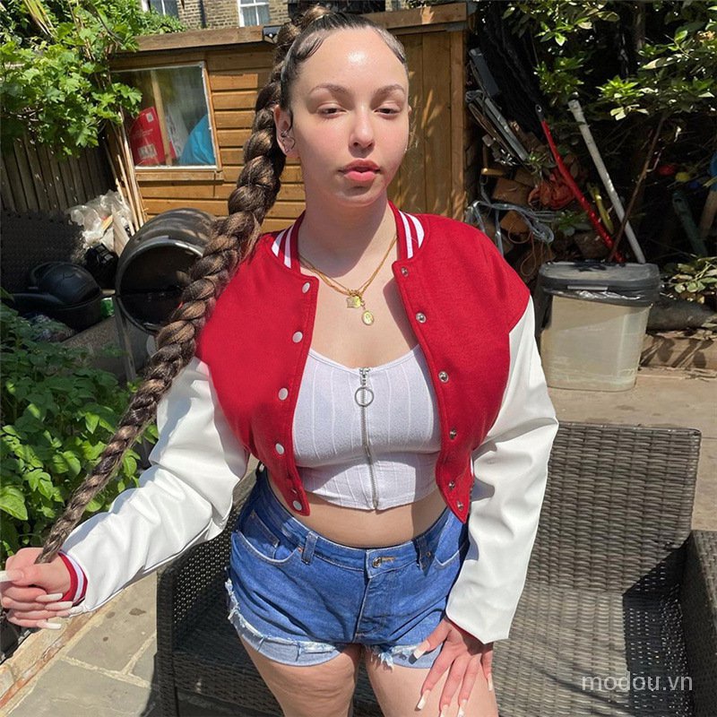 Áo Khoác Bomber Da Pu Dáng Ngắn Thời Trang Thu Đông Cá Tính
