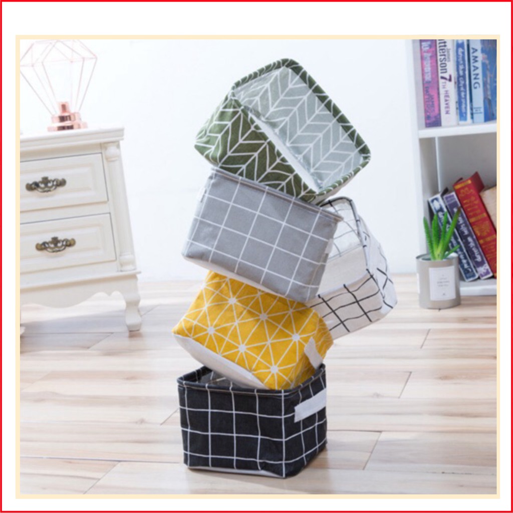 Giỏ Vải Vintage Đựng Đồ Cá Nhân_ Giỏ Để Đồ Văn Phòng Xinh Xắn, Dễ Thương