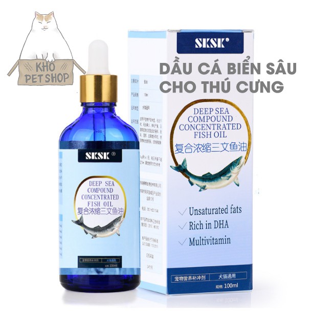 DẦU CÁ BIỂN SÂU CHO THÚ CƯNG DẠNG NƯỚC (100ml)