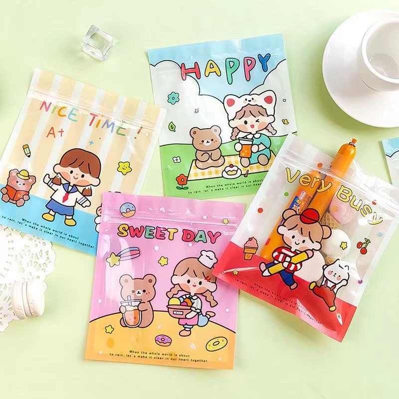 Túi Zip Đựng Bánh Kẹo Kiểu Hoạt Hình Chống Thấm Nước Tiện Dụng
