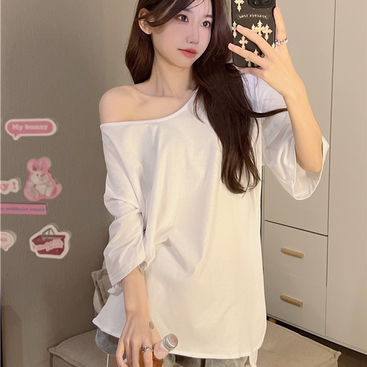 SUXI Áo Thun Ngắn Tay Cổ Tròn Màu Sắc Đơn Giản Thời Trang Mùa Hè Cho Nữ