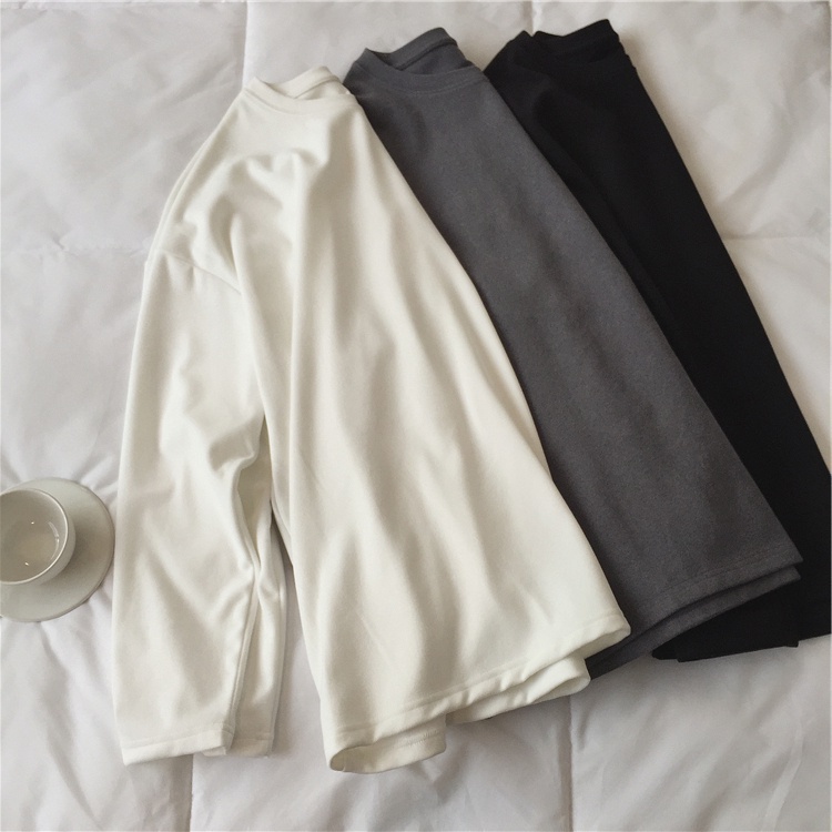 SUXI Áo thun tay dài cổ tròn thiết kế mới thời trang mùa thu theo phong cách hàn quốc cho nữ