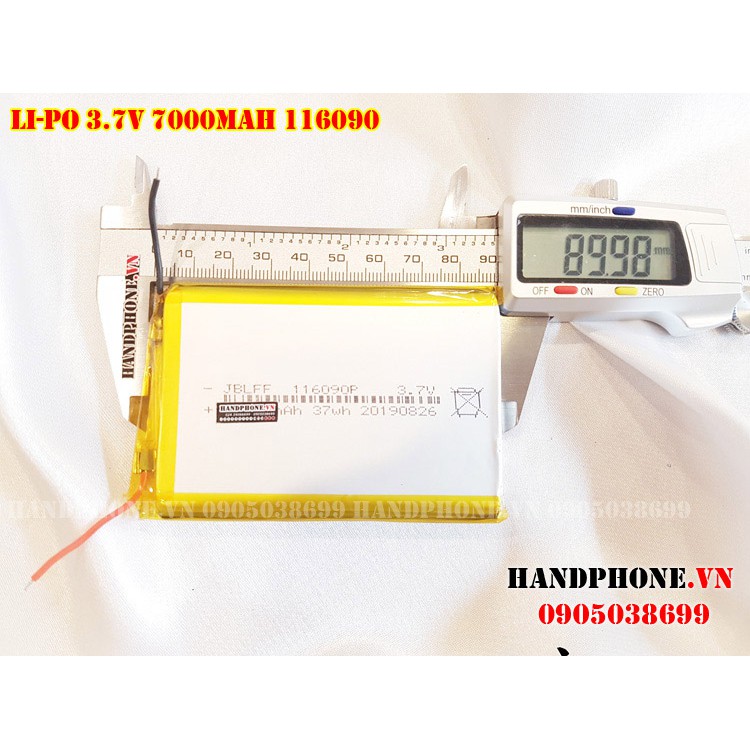 Pin Li-Po 3.7V 116090 7000mAh (Lithium Polyme) cho Loa Bluetooth, Pin Dự Phòng, Laptop, Camera, Định vị GPS