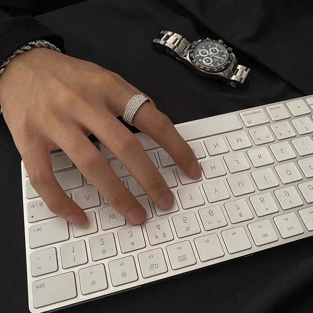 Nhẫn Nam nữ Thời Trang Đính Đá Lấp Lánh DRING Màu Bạc Maxshopdoc Cá Tính Hàn Quốc - Nhẫn Nam Đẹp Chất Liệu Titan - DRING