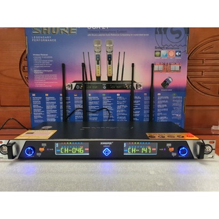 [BÁN CHẠY] MIC KHÔNG DÂY, Micro karaoke không dây Shure UGX21 4 anten râu, hàng đẹp loại 1, có tự ngắt