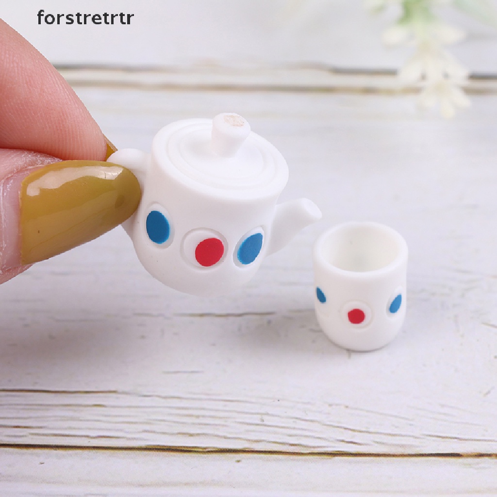 Bộ Ấm Chén Trà Mini Bằng Nhựa Resin Diy Trang Trí Nhà Búp Bê