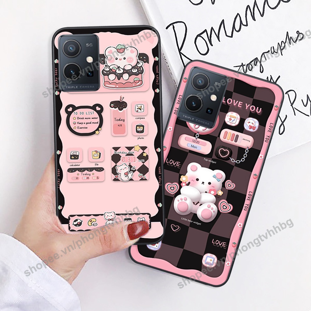 Ốp lưng Vivo Y55 4G - Y55 2022 gấu,thỏ trắng , đồng hồ dễ thương cute cực đẹp