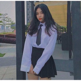 ÁO SƠ MI TAY DÀI HỌC SINH UNISEX KÈM CÀ VẠT