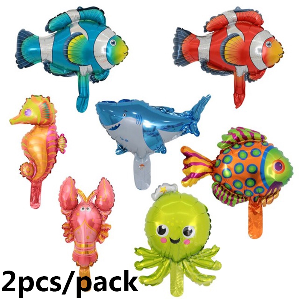 Bộ 2 bong bóng lõi nhôm hình động vật biển bạch tuộc/cá hề/cá voi trang trí tiệc