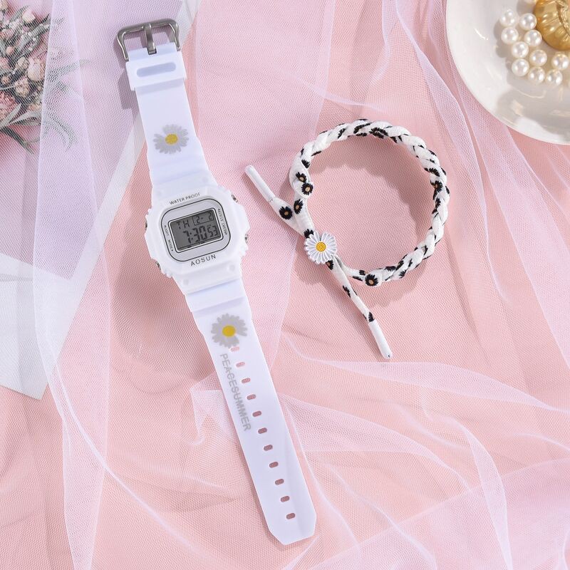 Đồng hồ nam nữ AOSUN điện tử dây nhựa chống nước DH126 Miucho