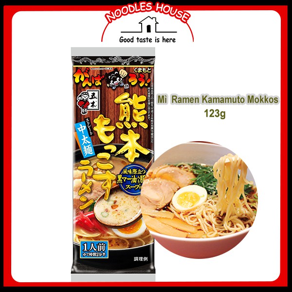 Mì Ramen Nhật Bản Kamamuto Mokkos Không Chiên Vị Xương Heo Hầm Dầu Tỏi Cháy 123g (Mì ăn liền)