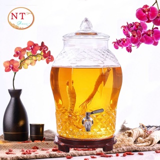 Bình ngâm rượu thủy tinh họa tiết kim cương 6 lít ( có vòi )