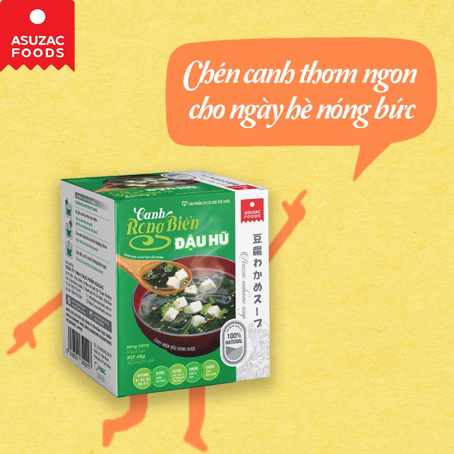 Thùng 12 Hộp Canh Rong Biển Asuzac Đậu Hũ, Thịt Bò, Tôm, Miso, Hến, Thịt Thật, Dinh Dưỡng Cao, Chay Mặn Đều Dùng Được