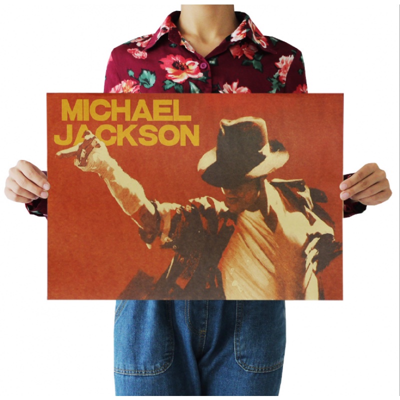 Poster Giấy Kraft Màu Vàng Và Trắng Dùng Để Trang Trí Quán Bar/Cafe/Michael Jackson