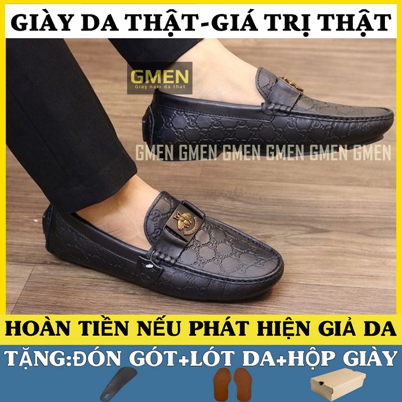 Giày da đế cao su mềm - giày lười nam da thật cao cấp phong cách trẻ trung TK0568