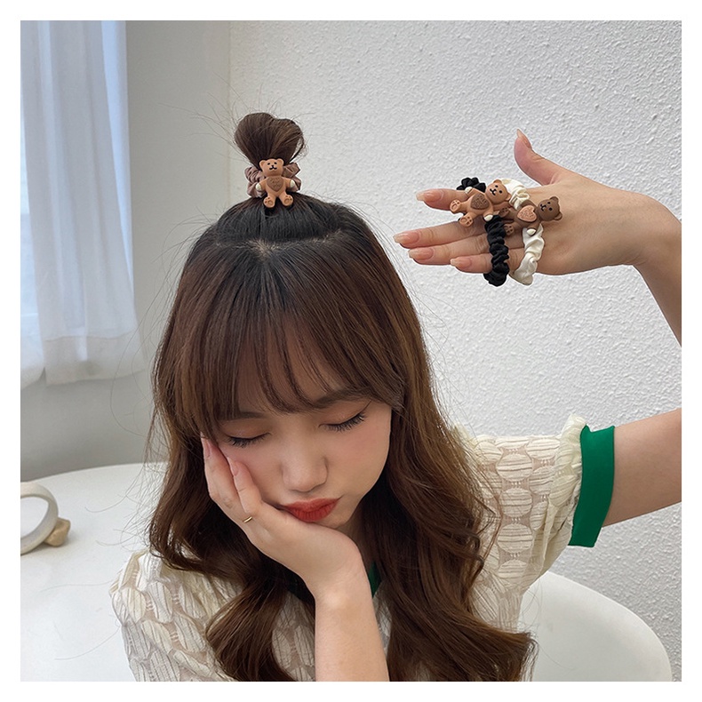 Dây buộc tóc SEAGLOCA họa tiết chú gấu dễ thương cho nữ