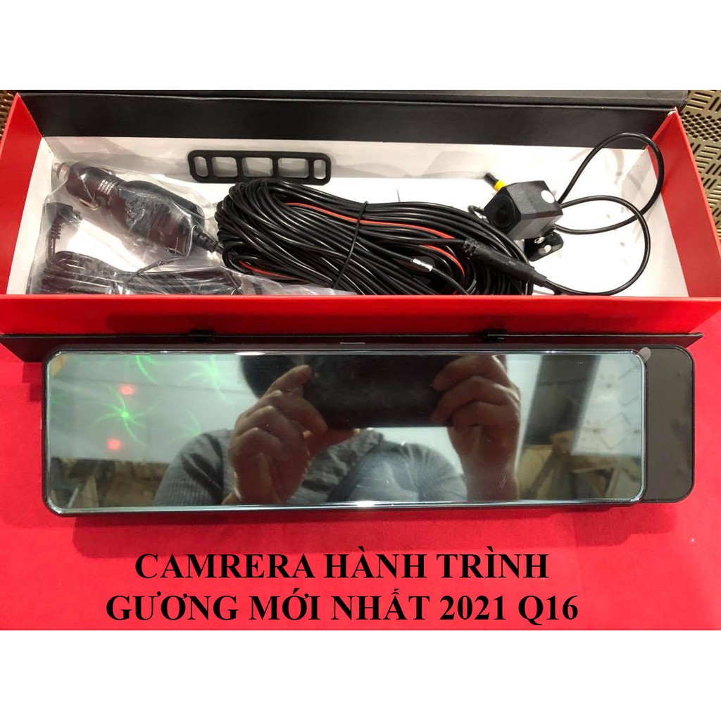 Camera hành trình gương blackbox Q16 1080P màn 10" có khe trượt mở rộng,cam lùi 15m