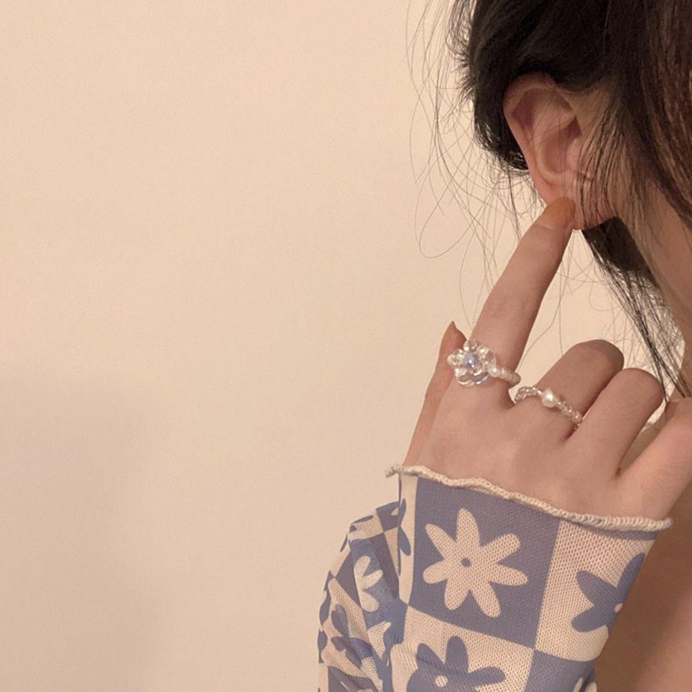 Bộ 2 Nhẫn Đeo Ngón Tay Co Giãn Đính Ngọc Trai Thời Trang Cho Nữ