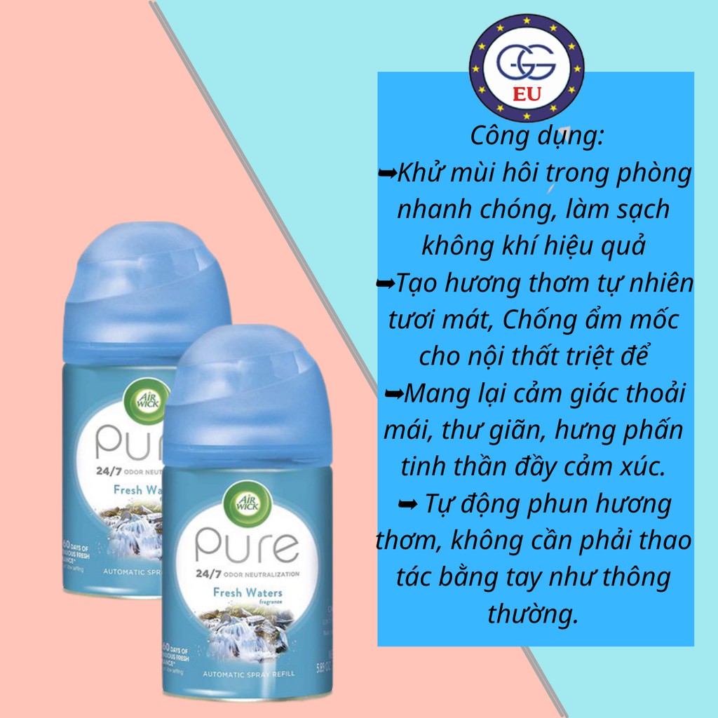 Xịt thơm phòng Airwick hương thiên nhiên, thơm mát lưu hương lâu, nội địa Châu Âu, GGEU