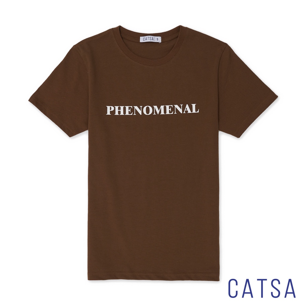 Áo thun nam cổ tròn màu nâu in PHENOMENAL phong cách thoải mái ATN291