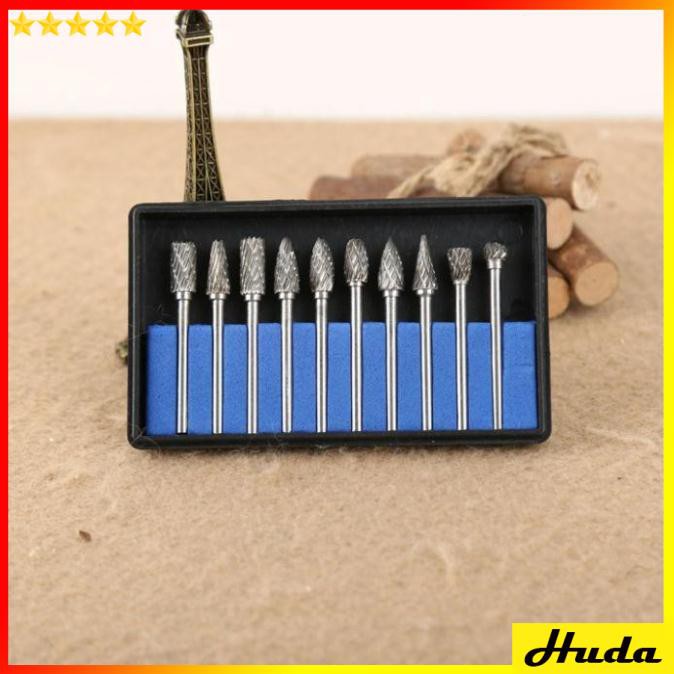 BỘ 10 MŨI MÀI KHẮC LÀM LŨA GỖ BẰNG THÉP HỢP KIM VONFRAM  -  đồ làm mộc