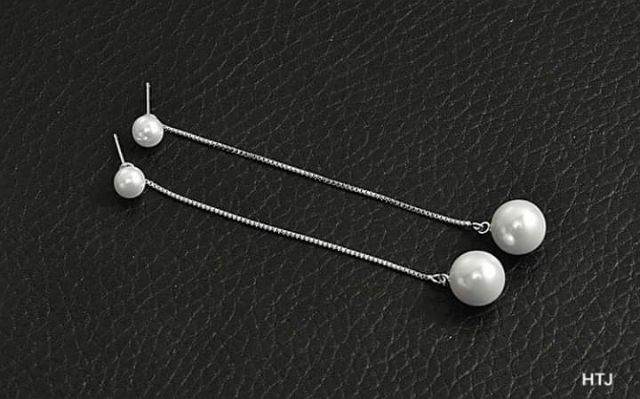 Bông tai bạc Bông bạc 925 tua ngọc nhân tạo Van Jewelry V10625