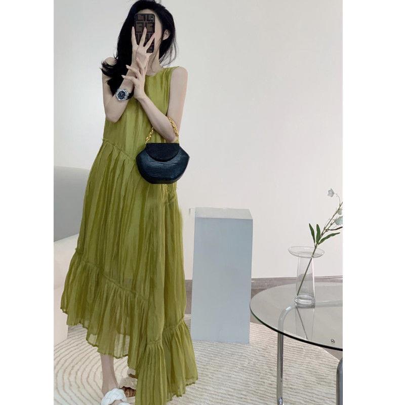 ❦Đầm Hai Dây Dáng Dài Màu Xanh Lá Thời Trang Mùa Hè Xinh Xắn Chất Lượng Cao Cho Nữ