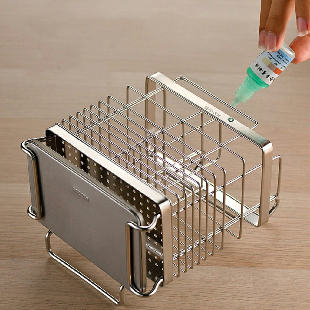 Ống Đựng Đũa INOX SUS304 Có khay chứa nước lắp đặt dán tường không cần khoan - NENON