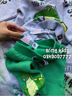 Bộ Nỉ Bé Trai Khủng Long Xanh Primark