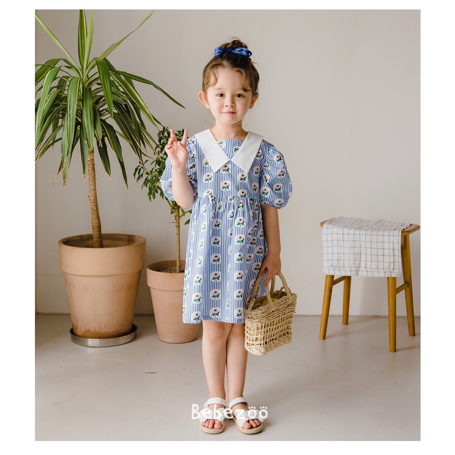 Váy Bebezoo hoa xanh cổ trắng BEA2OP112