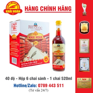 Nước mắm Khải Hoàn - Phú Quốc  40 độ - chai 520ml ( Hộp 6 chai )