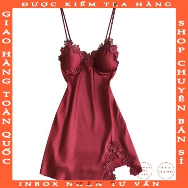 HISEXY Đầm Ngủ Ren Hoa Liền Thân Lụa Satin Có Đủ Size Dưới 75 Kg MD01 tranvuong